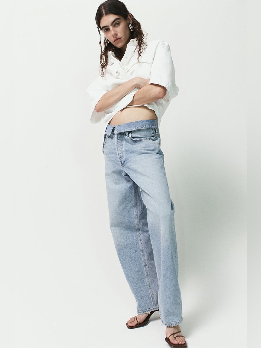AGOLDE Washed Light Blue Straight-Leg Jeans